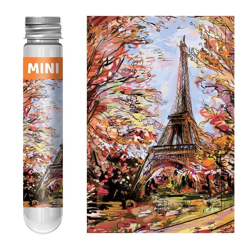 Pařížská věž + fotorámeček 150 Mini zkumavka Puzzle Světově proslulá série obrazů Cestovní puzzle YC-M