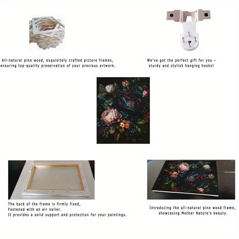 Vintage Peony Flower Canvas Prints Botanical Art for Home Decor Retro Poster Style Wall Pictures Living Room Bedroom with Frame