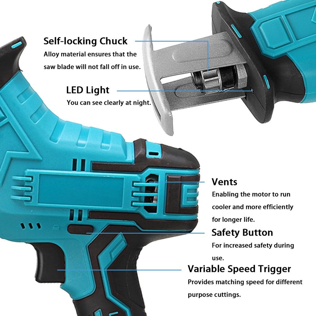 3999RPM Fierăstrău Reciproc Fără Fir Albastru 88V Fierăstrău Electric cu 4 Lame Motoferăstrău Unealtă Electrică de Tăiere