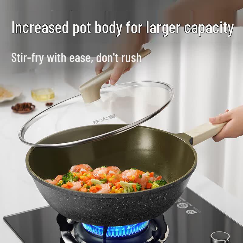 COOKER KING Titanium Ceramic Non-stick Flat Bottom Wok, 32cm