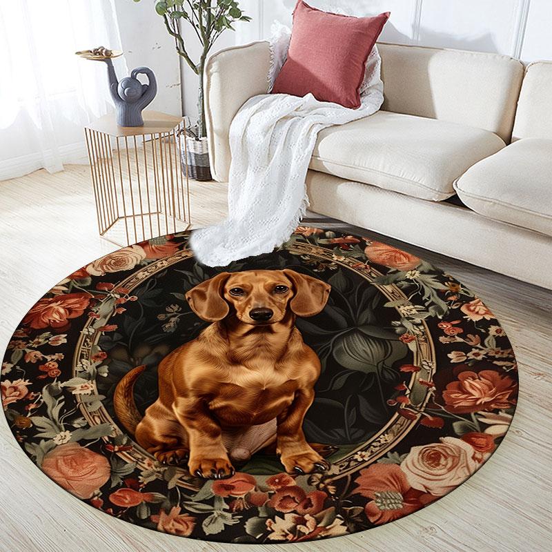Corgi Pattern Round rug,Carpet Rug for Living Room Bedroom Playroom ,Non-slip Floor Mat,Holiday Gifts and Birthday Gifts.