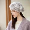 Winter Hat Women's Windproof Painter Hat Plaid Striped Beret Fashion Thermal Hat Hat for Women, Autumn Winter Versatile Warm Cold Weather Cap