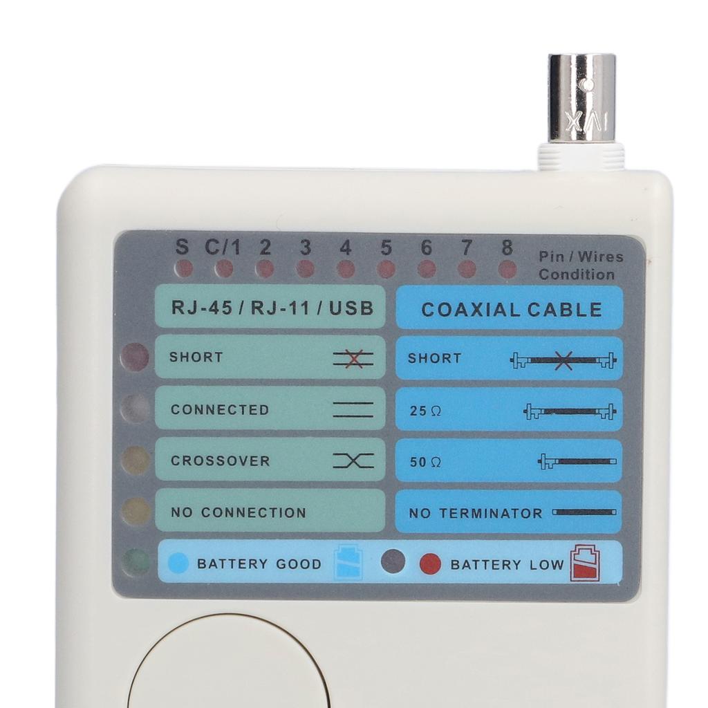 Netzwerkkabeltester 4 in 1 Multifunktionaler Koaxialkabeltester für RJ45 BNC RJ11 USB