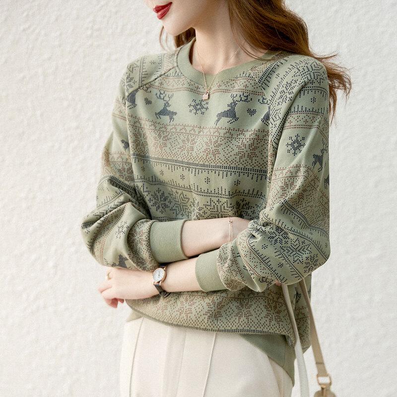 Women's Camouflage Print Round Neck Sweatshirt