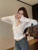 In-Stock V-Neck Lace Long-Sleeve Shirt - Autumn New Style Hot Girl Fit