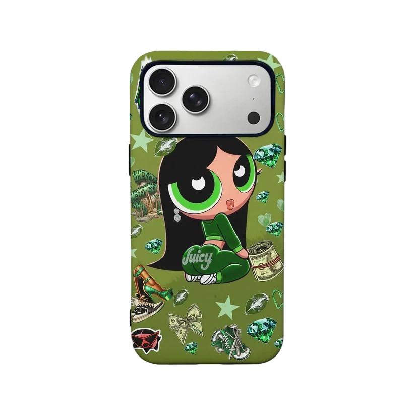 Luxury Clmj Cute The P-Powerpuffs Girls Phone Case for iPhone 17 16 15 14 13 12 11 X Air Pro Max Plus Double-layer Back Cover