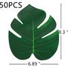 ATFL 8.3'' Artificial Medium Palm Leaves,50 PCS Fake Tropical Monstera Faux Palm Leaves for Safari Jungle Hawaiian Luau Party Table Decoration