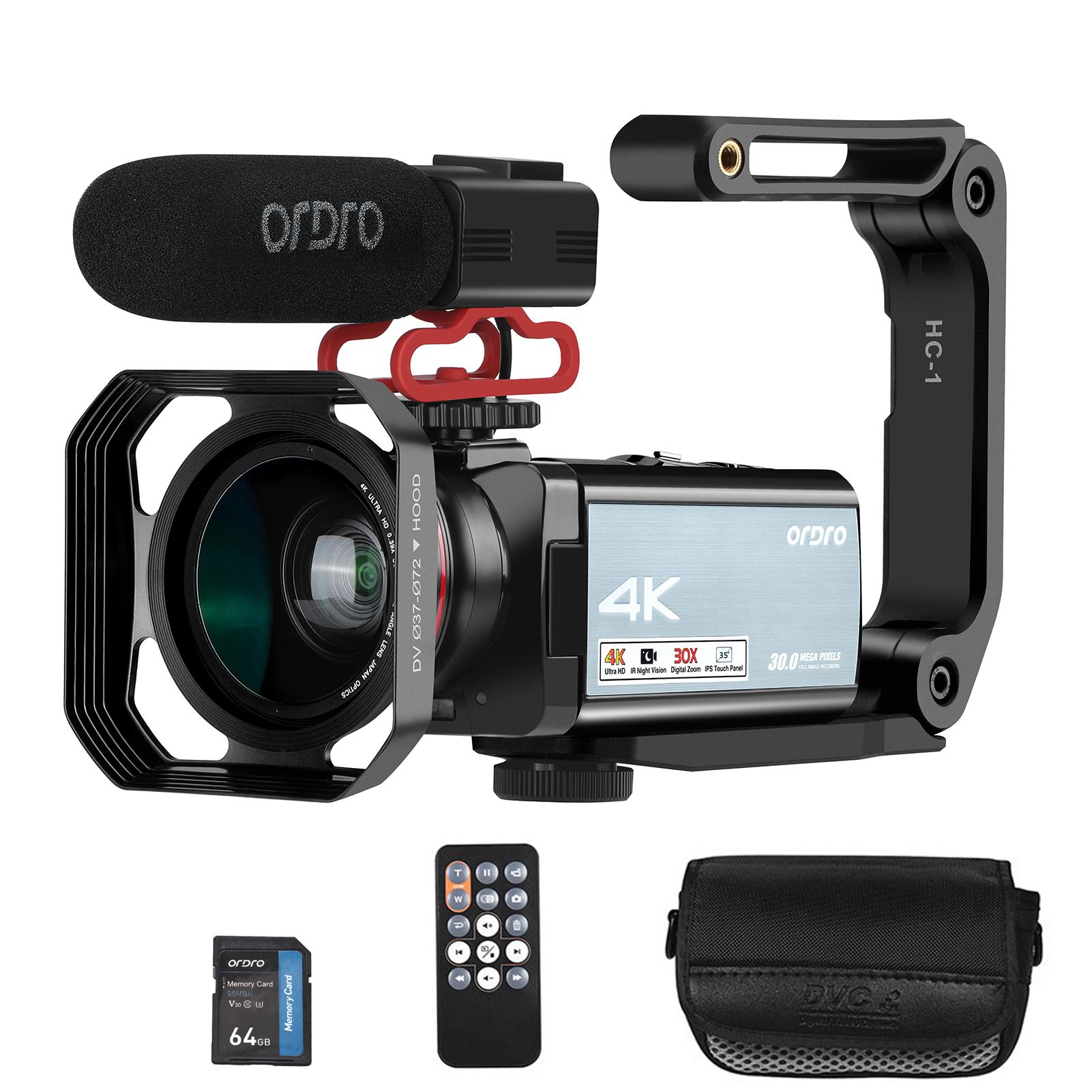 

Цифровая видеокамера ORDRO HDR-AX10 4K, Wi-Fi, видеокамера, DV-рекордер, 3,5-дюймовая сенсорная панель IPS, 30 МП, 30X