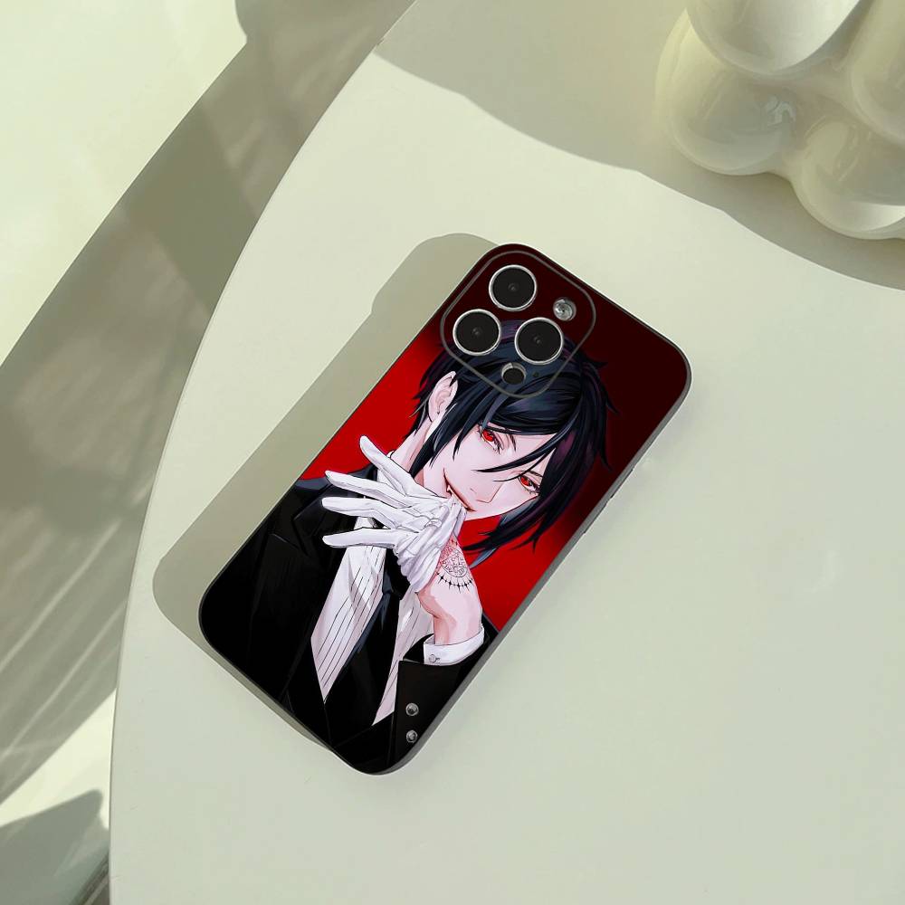 Classic anime-B--Black- Butler Phone Case For iPhone 17,16,15,14,13,12,11 Pro Max, Lightweight and practical Soft Black Cover