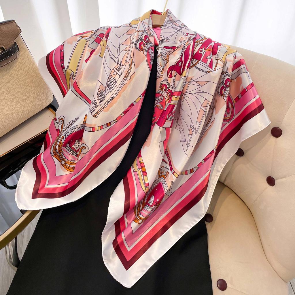 Wysokiej jakości luksusowe jedwabne szale z pałąkiem na głowę szaliki szalik dla kobiet łańcuszek jedwabny szal damski dekoracyjny szal