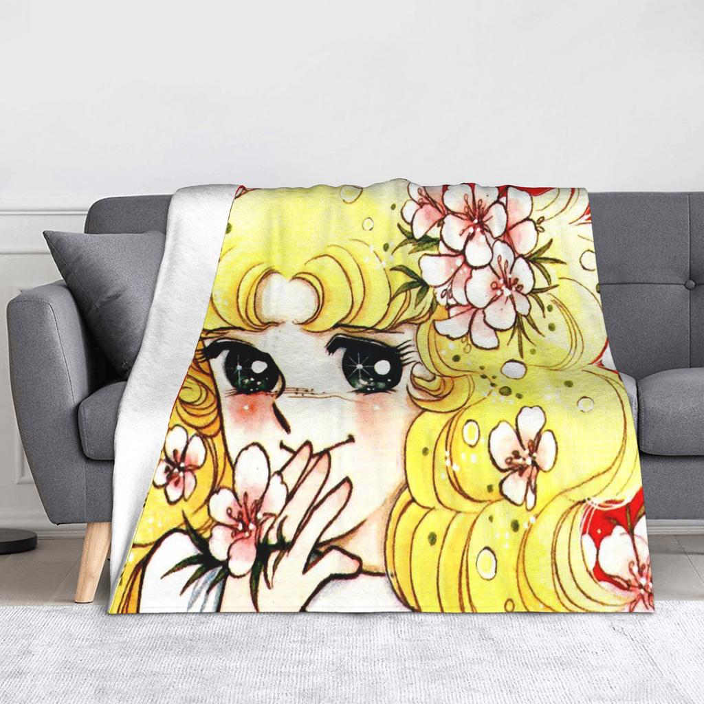 Anime Candy Candy Blankets Fleece All Season Kawaii Cute Girl Flowery Multi-function Thin Throw Blanket for Bed Office Quilt