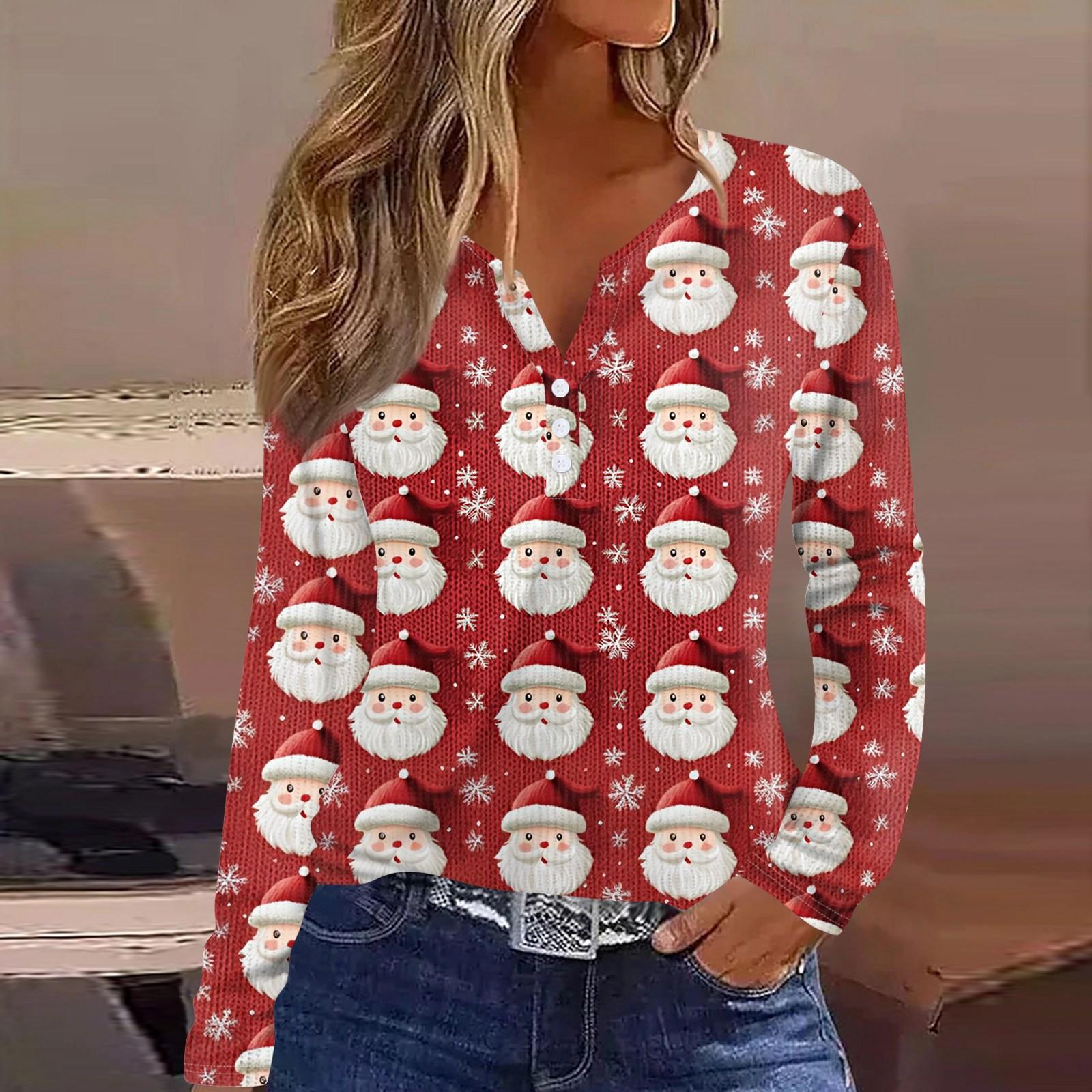 

Женская футболка с принтом на пуговицах, длинный рукав, вязаный свитер, повседневный, модный, на выходные, базовый, с V-образным вырезом, обычный топ XL киноварь