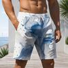 Men s Plus Size Abstract Printed Beach Shorts Drawstring Waist Side Pockets Straight Leg