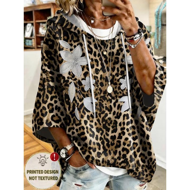 Sweat à capuche décontracté à manches mi-longues pour femme