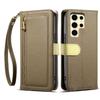 ESEBLE E11 For Samsung Galaxy S23 Ultra Case Zipper Pocket Litchi Texture Leather Phone Cover with Mirror and Wrist Strap