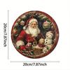 Vintage Santa Snowman Aluminum Round Sign Embossed Metal Tin Plate Christmas Wall Decor Home Cafe Apartment