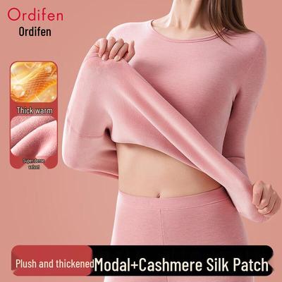 Oudifen Women's Modal Blend Fleece-Lined Thermal Underwear Set