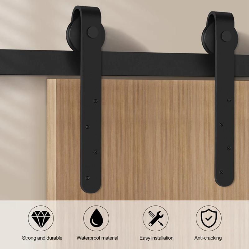 Sliding Barn Door Hardware Kits Top Mounted Hanging Rail Hanger Track Steel Closet Door Roller Rail For Single Door-A