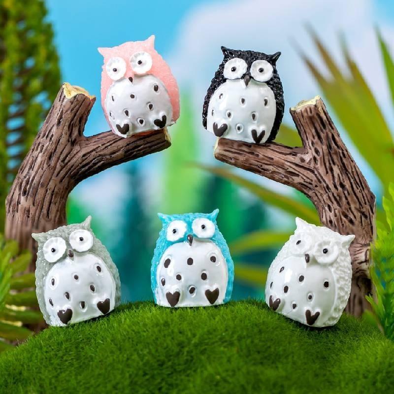 Large Resin Owl Figurine Cute Cartoon Animal Decor Ideal For Diy Garden Miniature
