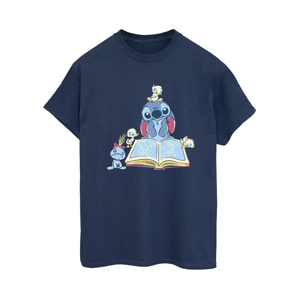 Disney Womens/Ladies Lilo & Stitch Reading A Book Cotton Boyfriend T-Shirt