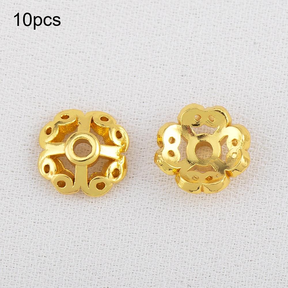 10/15/20/50/100pcs 18K Gold Plated Wave Flower Bead Caps Bracelet Necklace Crafts Round Bead Cap DIY Jewelry Making Accessories