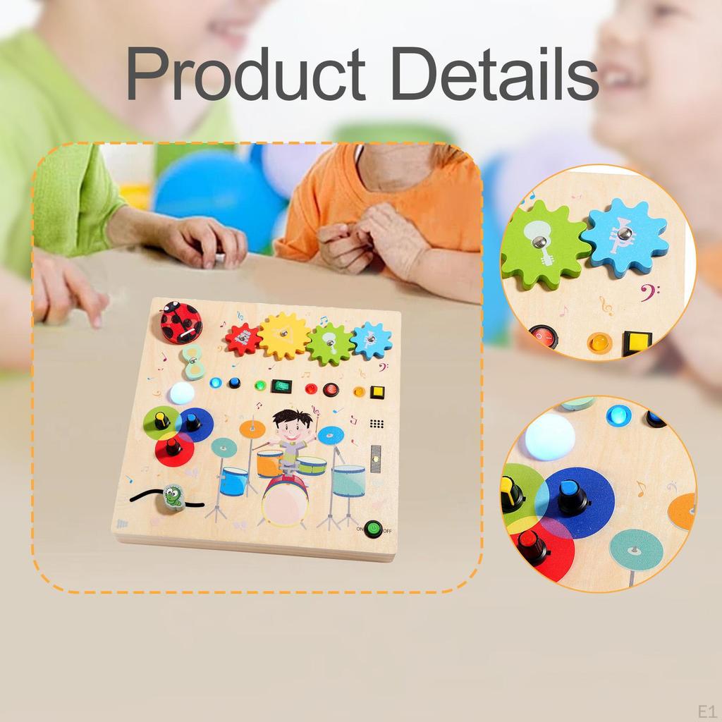 Children Busy Board,Wood Sensory Board,Fine Motor Skills,Portable,Travel Activity Educational Toys