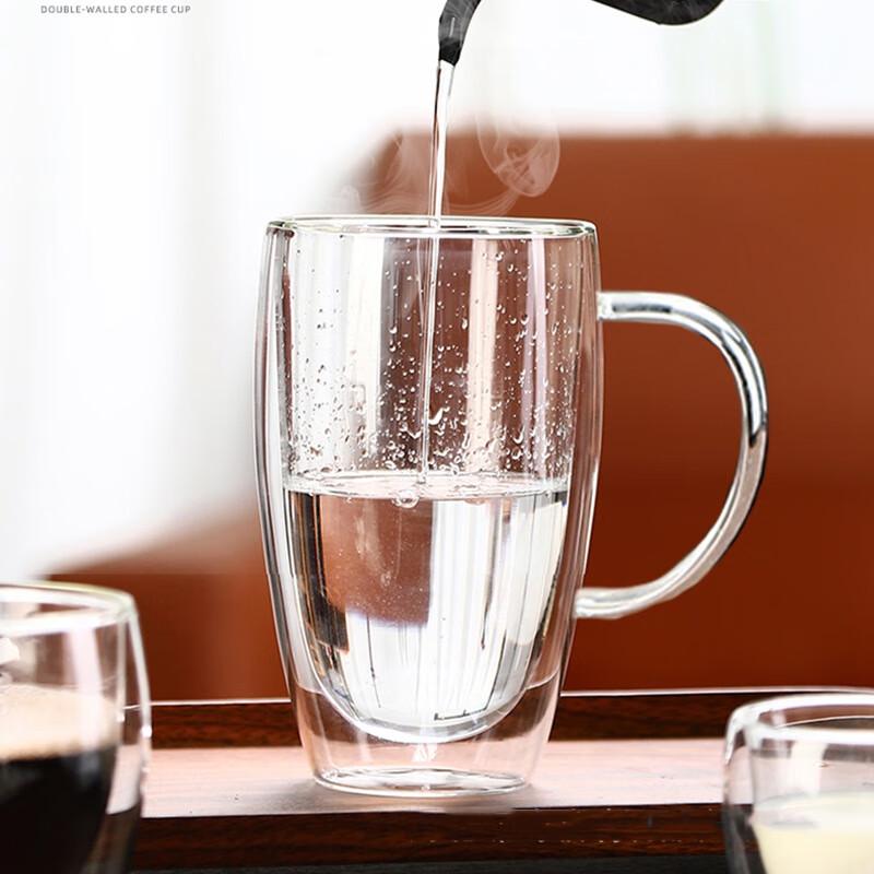 Zhenqi Goose Egg Double Wall Glass Mug with Handle