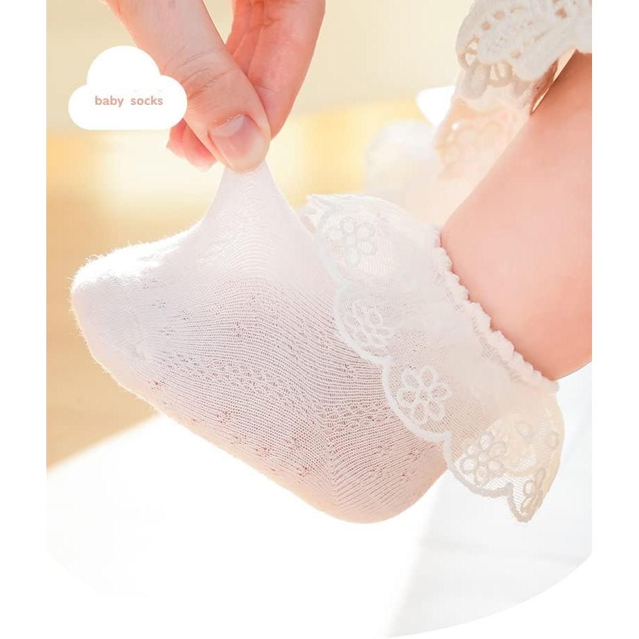 [Baby Koi] Baby Socks Socks Girls Newborn Cotton 2 Pair Set Non-slip Lace Cute Shichi-Go-San Birth Preparation Gift
