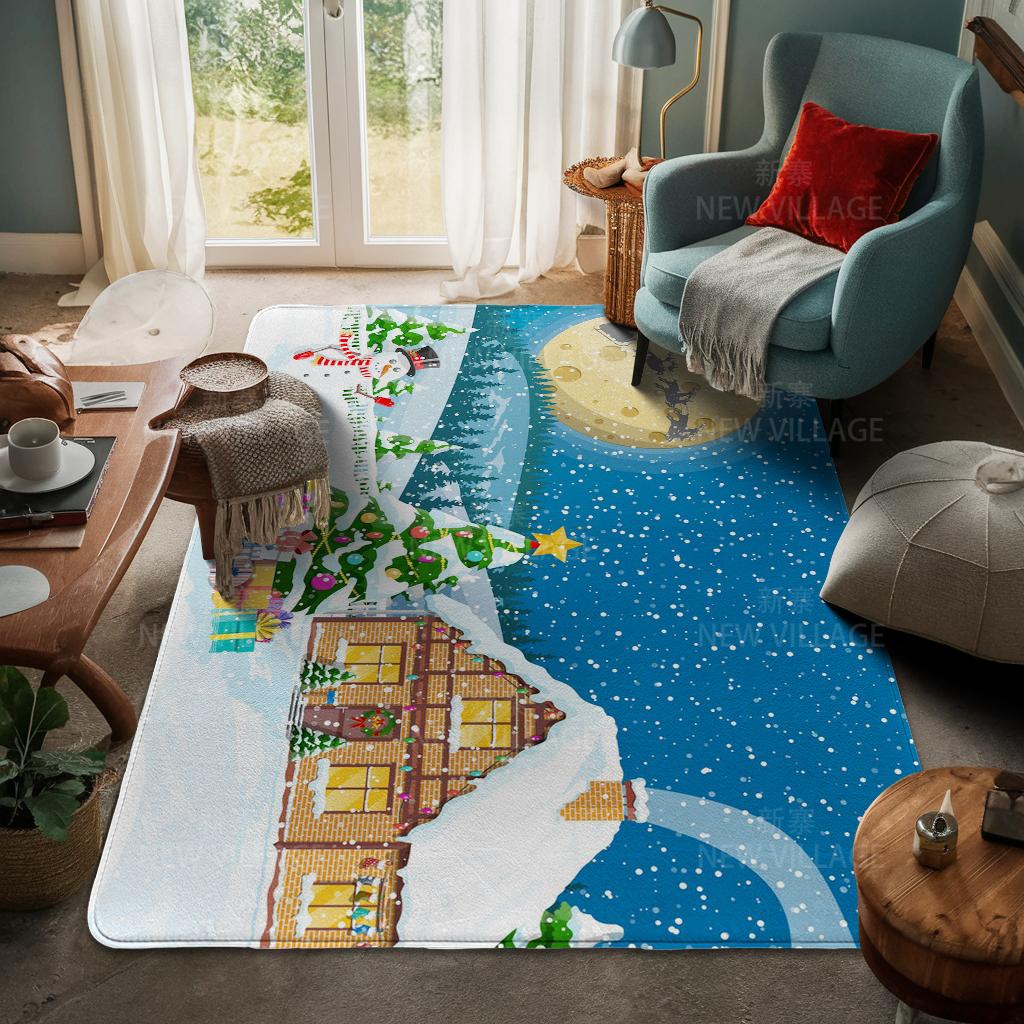 House Entrance Carpet Home Door Mat Living Room Bath Foot Bathroom Non-slip Water Absorption Rugs Bath Merry Christmas Winter