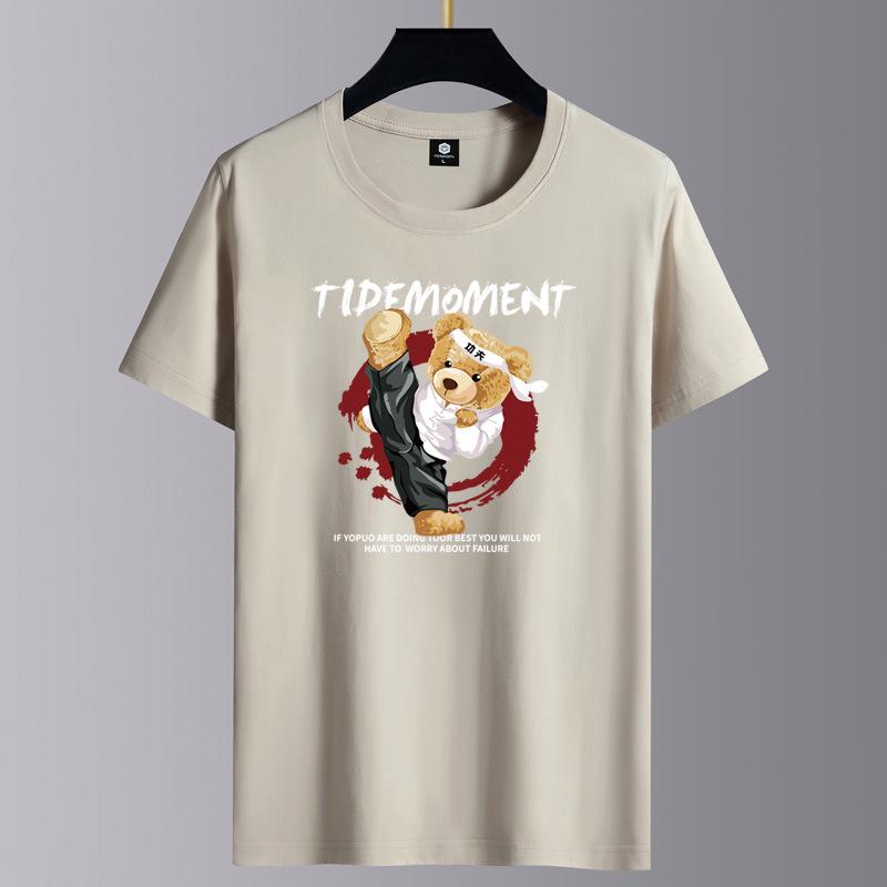 Herr Bomulls Kortärmad Sommar T-shirt, Lös Passform Trendig Topp