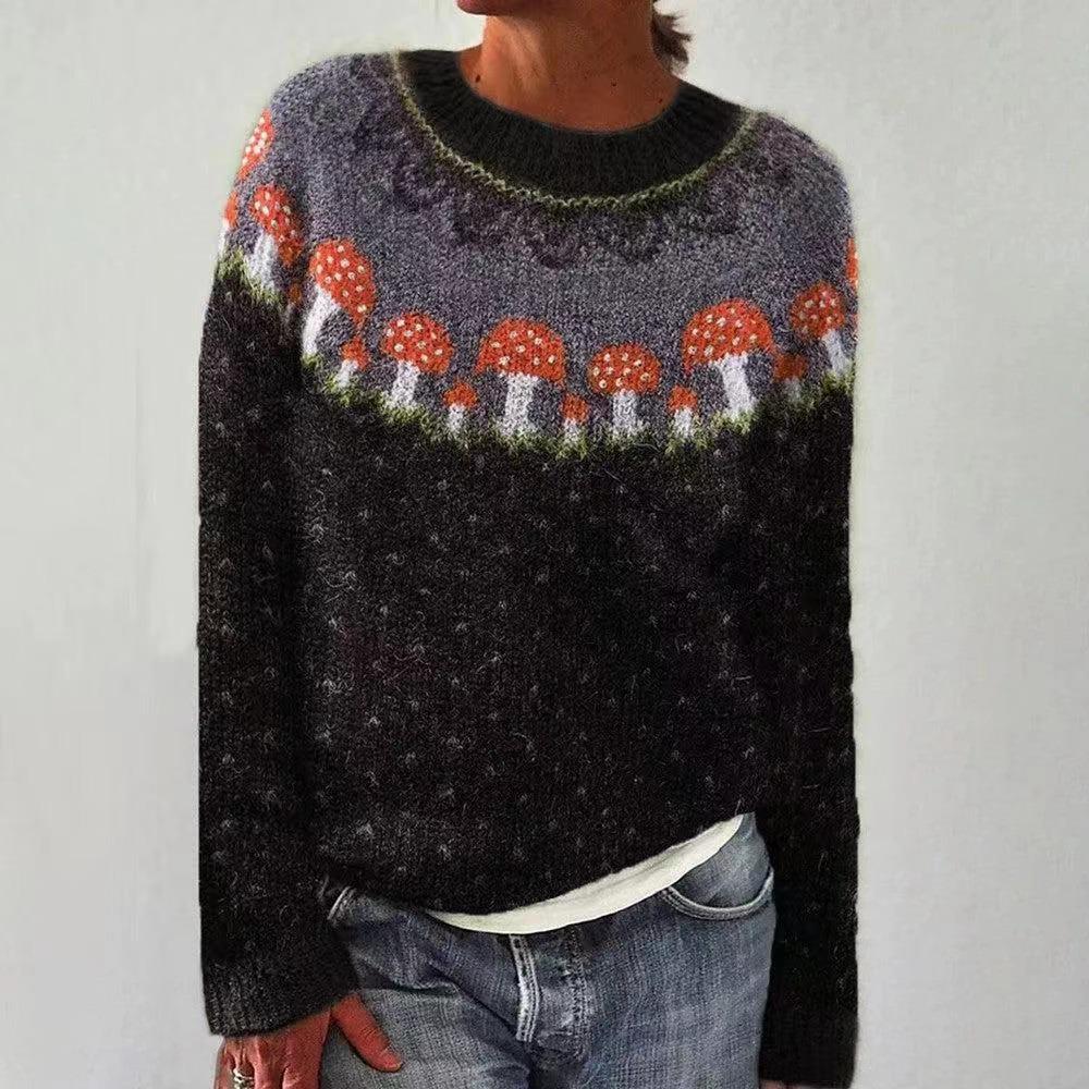 Europäischer & Amerikanischer Damen Lockerer Farbblock Rundhals Mode Pullover