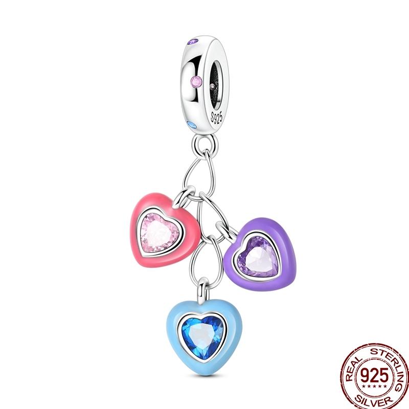 100% Copper Heart Family Charms Beads Pumpkin Pave Zircon Pendant Fit Original Bangle Bracelet Jewelry Gifts Making
