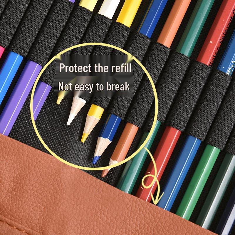 50 Colored Wooden Pencils In Roll-Up Case for Students and Artists