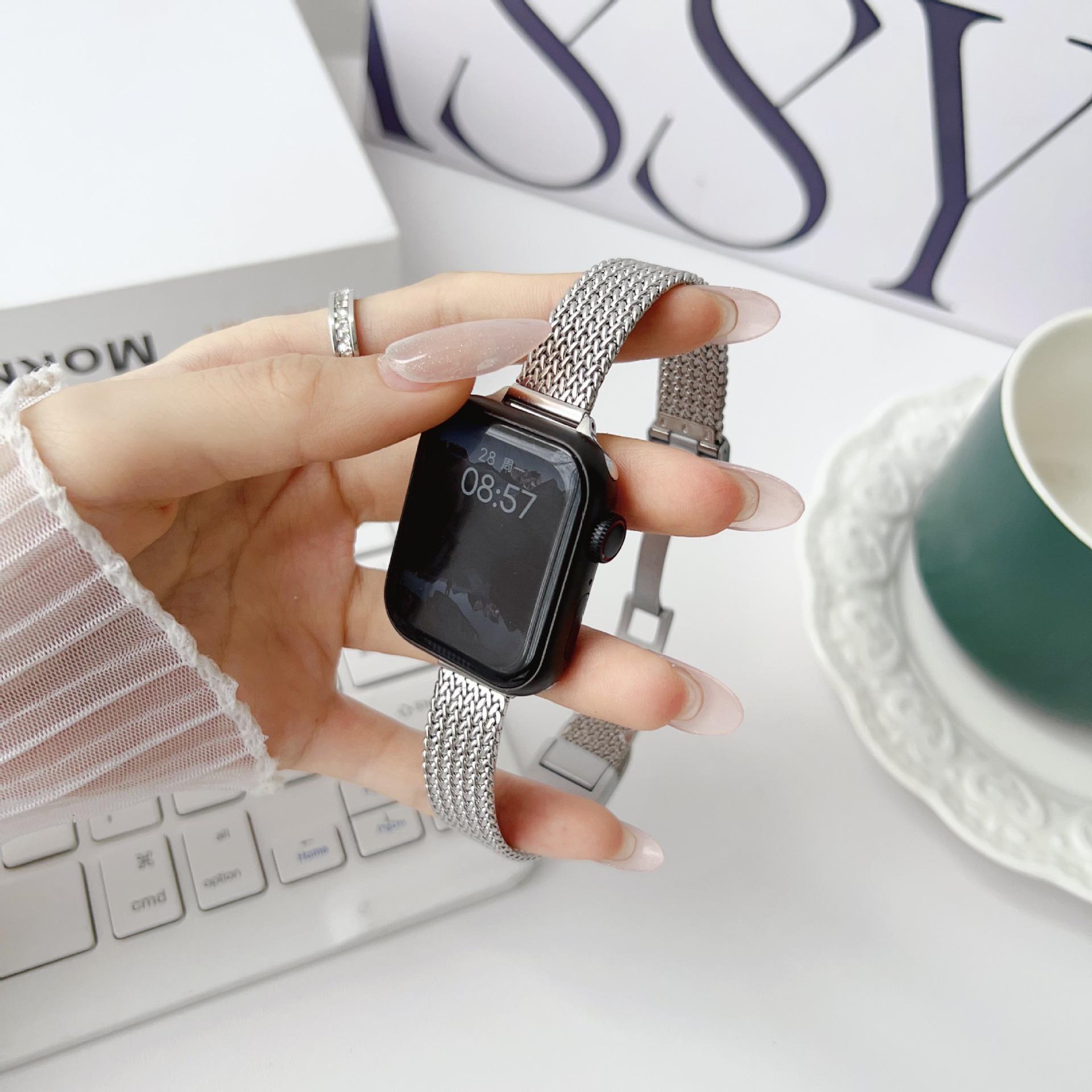 

Slim Waist Wheat Ear Magnetic Strap for Apple Watch (Series 5-9, SE) 42/44/45/46/49 mm срібний