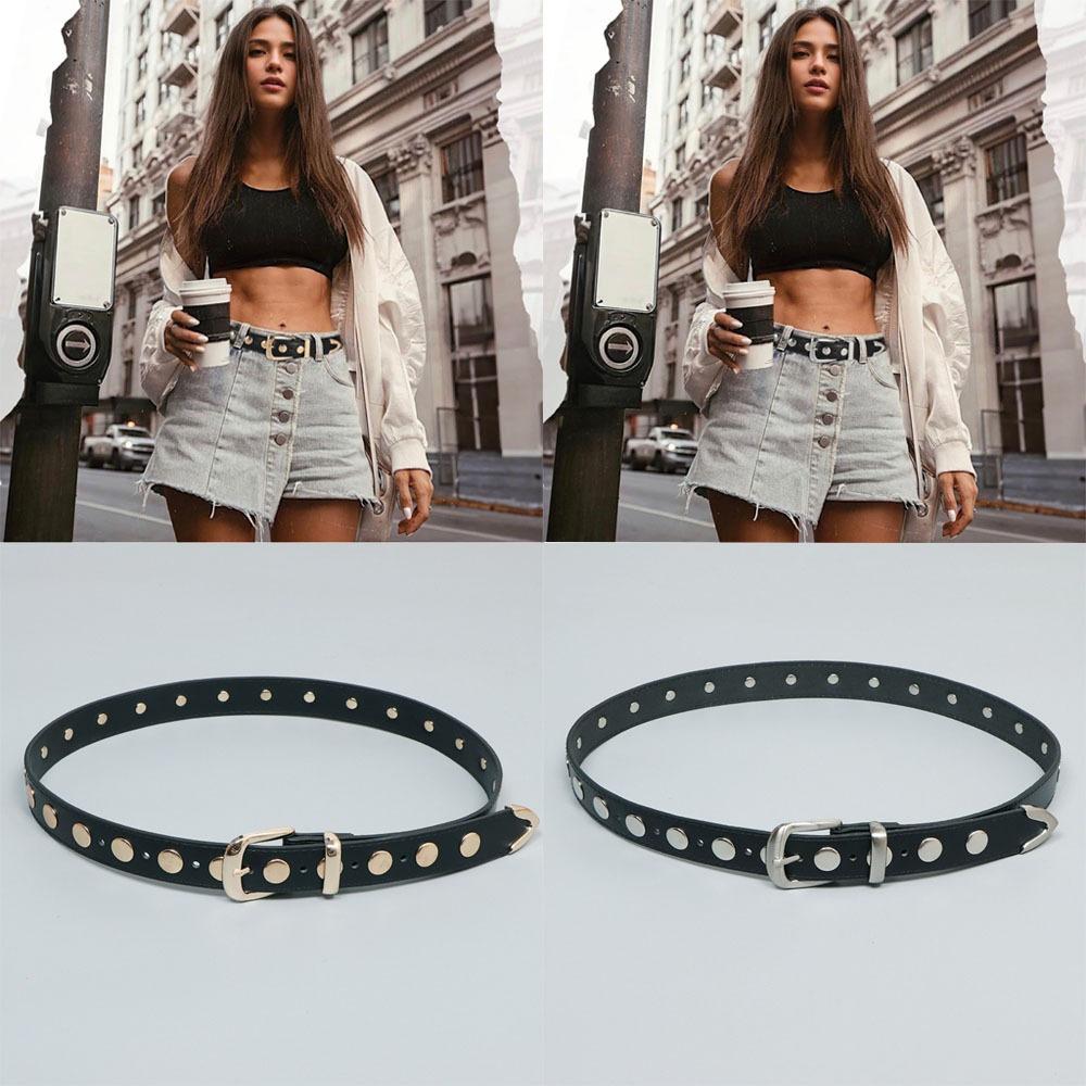 

Y2k PU Leather Waistband Vintage Pin Buckle Belt Fashion Jeans Belt срібний