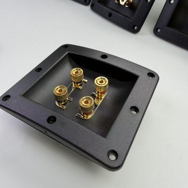 4Way Rectangle Speaker Terminal Box ABS Durability Flame Retardant ABS Highly power Black Binding Post for Audios Systems