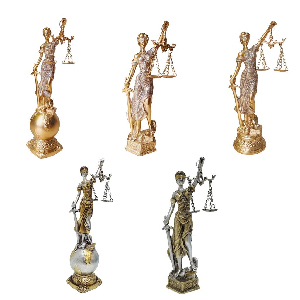Blind Law Goddess Statue Resins Lady Justice Sculpture with Scale Greek Roman Fairness Figurine Ornament Gift for Lawyer
