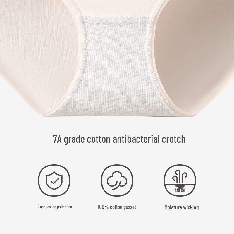 Fenteng Women's Pure Cotton Antibacterial Mid-Waist Briefs