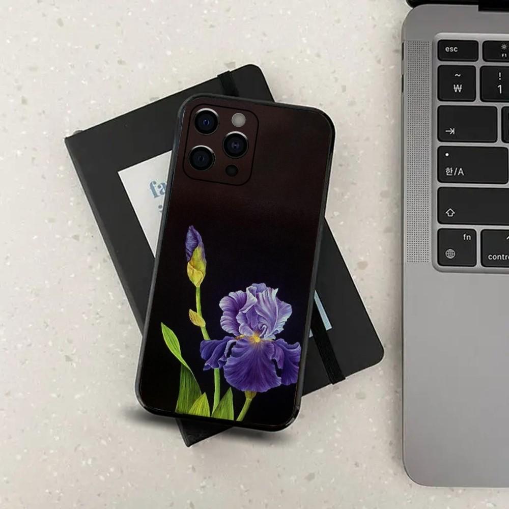 Fragrant Iris Phone Case For Apple iPhone 15,14,13,12,11,Pro,X,XS,Max,XR,Plus,Mini Soft Black Cover