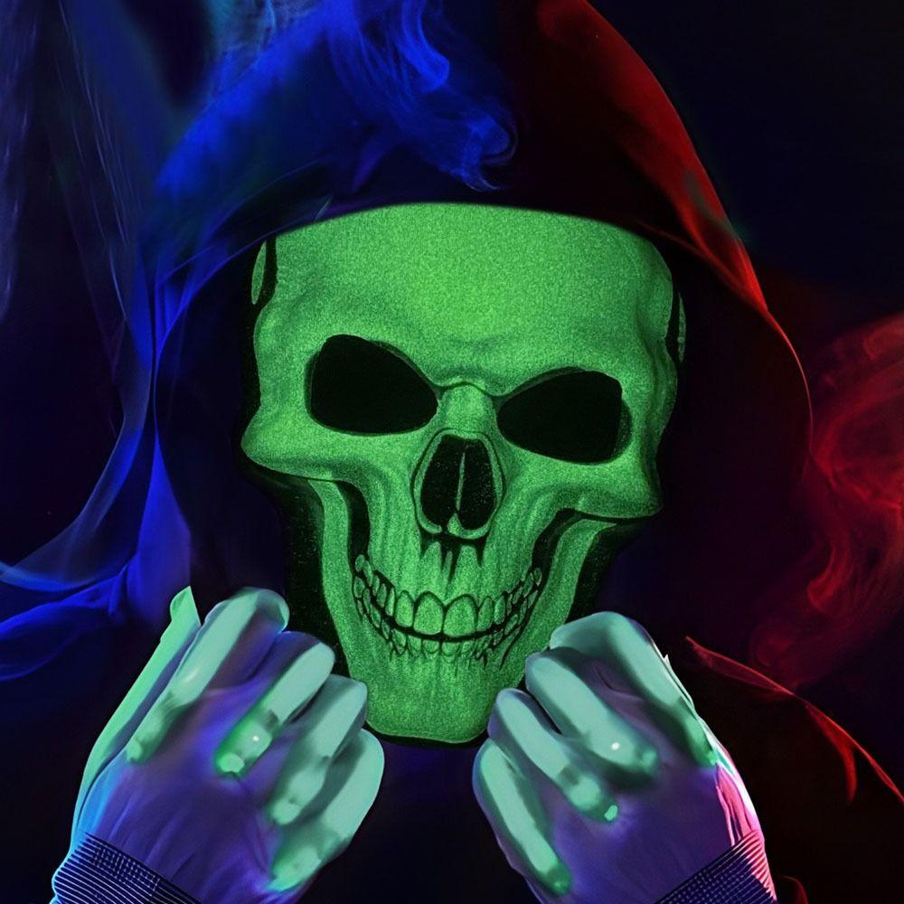 Full Face Halloween Skeleton Mask Spooky Funny Scary Skull Headgear Easy To Wear Luminous Party Cosplay Mask