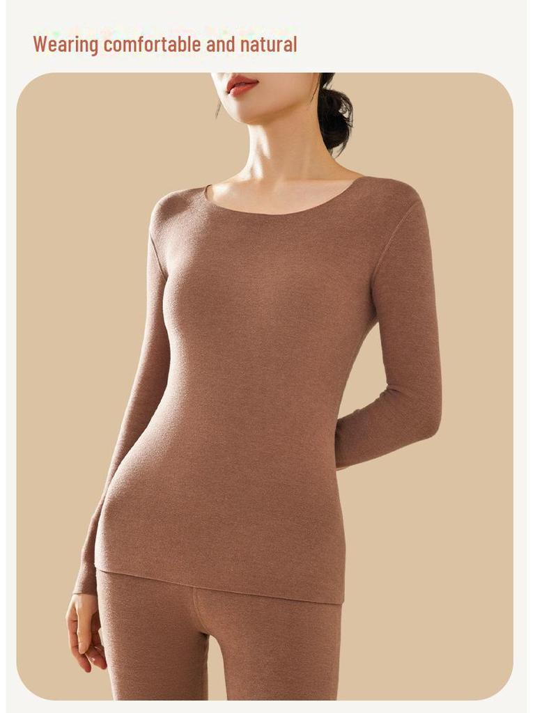 Women's Round Neck Velvet Bottoming Shirt - Winter Plush Seamless Innerwear, Thickened for Warmth