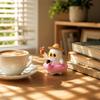 Mini Ghost Figurine Halloween Decoration with Flamingo Float and Straw Hat Seasonal Tabletop Ornament for Indoor Outdoor Display