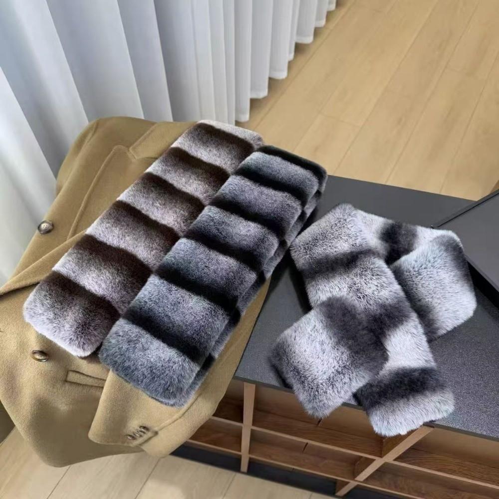 Thick Plush Cross Scarf Thermal Fluffy Muffler Double Sided Stole Faux Fur Collar Office Workers