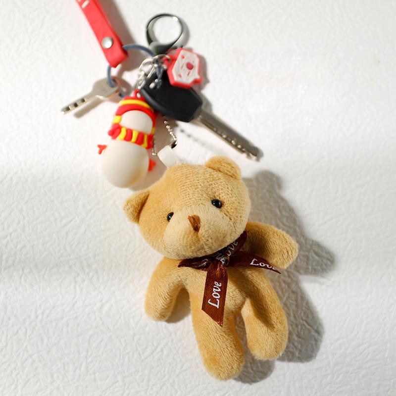 1pc Plush Bear Keychain Soft Stuffed Toys Cute Mini Teddy Bear Plush Doll For Girl Bag Pendant Key Ring Wedding Party Decoration