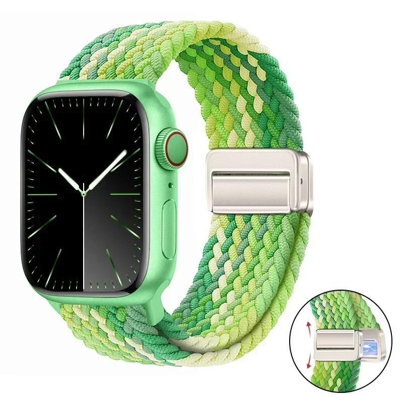 Magnetic Braided Loop Strap For Apple Watch Band 45mm 41mm 44mm 42mm 46mm Ultra 3 49mm Nylon Bracelet iWatch 11 10 9 8 7 6 5 SE