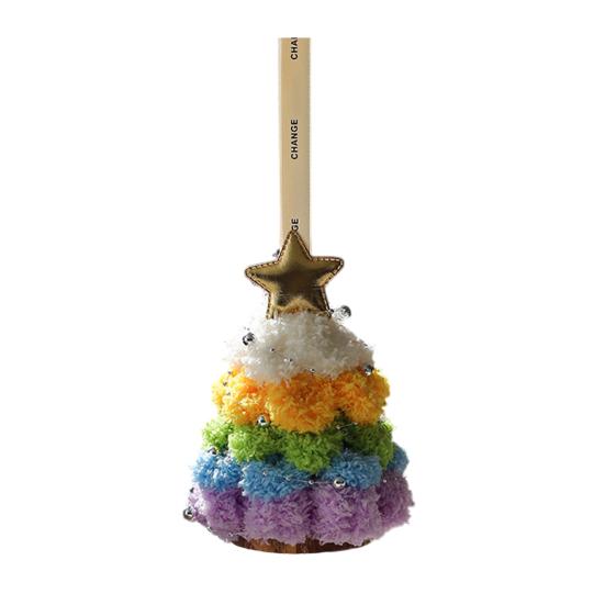 

Plush Christmas Tree Ornament Mini Fluffy Christmas Tree Pendant with Star Treetop Multicolored Xmas Tree Shaped Hanging Crafts for Holiday Home Party G