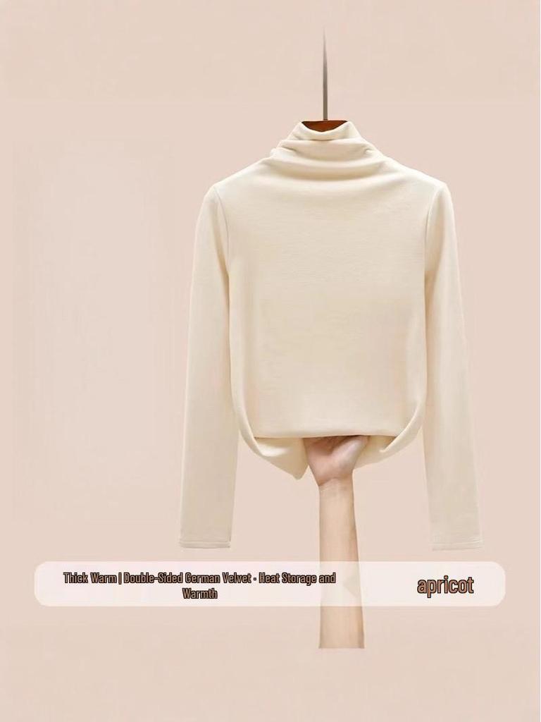 Plüsch-Langarm-Basisshirt für Mädchen mit hohem Kragen - Herbst/Winter 2025 Edition
