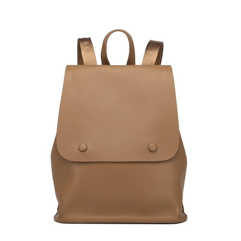 Johnature Fashion Backpack Women Casual Cow Leather Bag Solid Color Shoulder Bags Large Capacity Travel Backpack