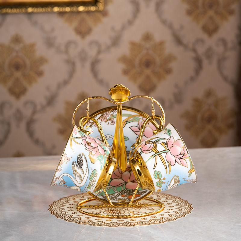 Ceramic Coffee Set With Phnom Penh Coffee Cup Light Luxury Afternoon Teacup Household High-Value Flower Teacup