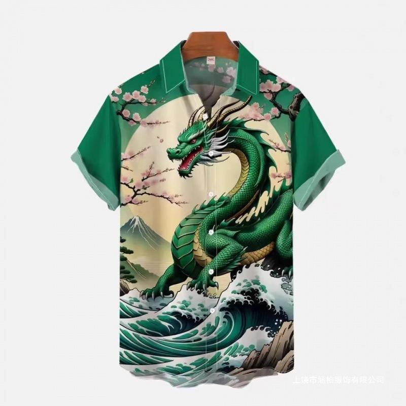 2026 Men's Shirt Dragon Casual Daily Top Short Sleeve Shirt Fashion Shirt